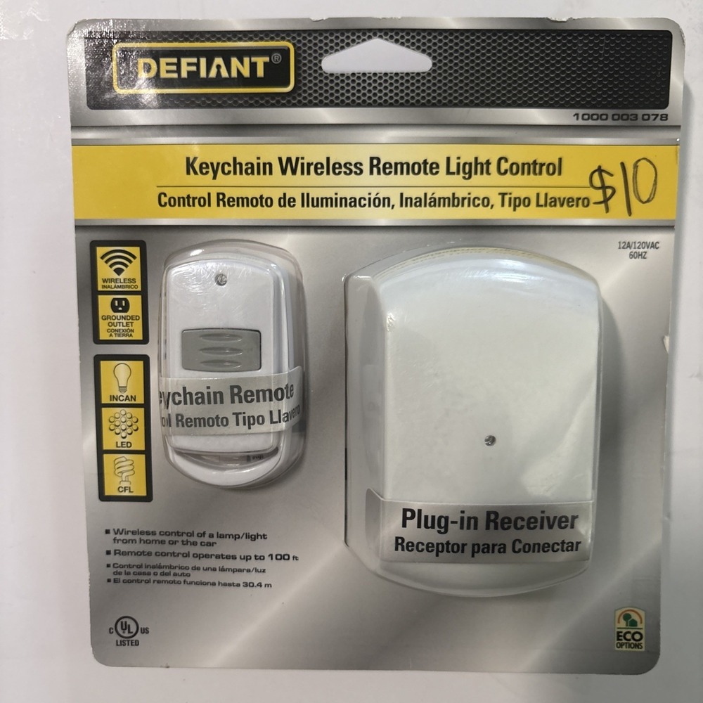 NEW DEFIANT Keychain Wireless Remote Light Control In Home Or Car
